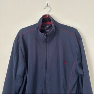 Vintage Dark Blue Men's Jacket with Red Accents